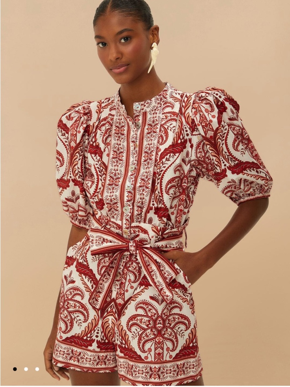 Farm Rio Off White Cameo Romper $230 worn once!